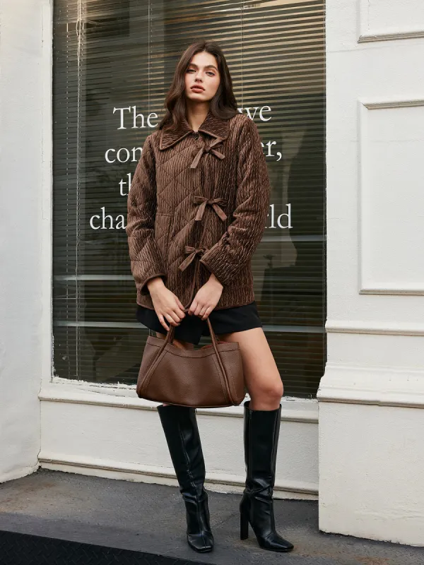 Velvet Button Bow Coat sold by COMMENSE