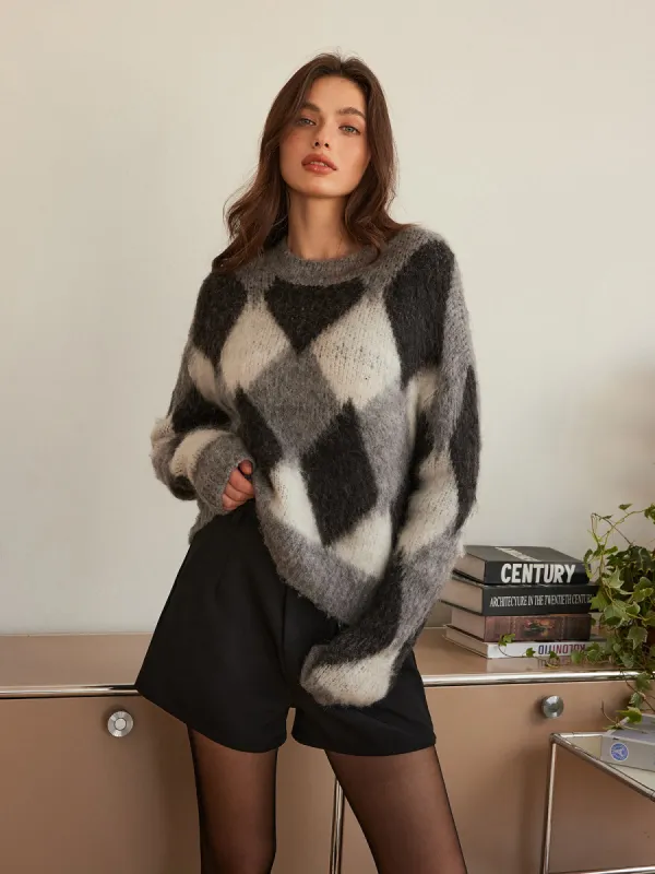 Wool-Blend Color Block Cozy Sweater sold by COMMENSE