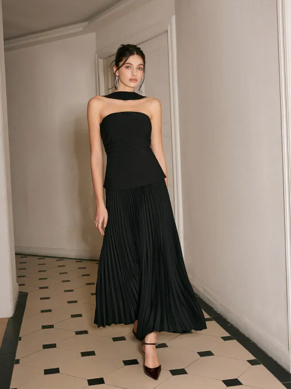 Choker Design Pleated Panel Dress sold by COMMENSE