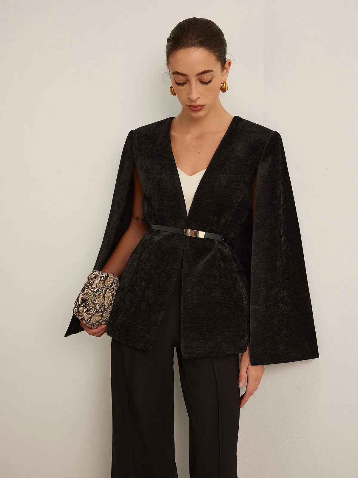 Velvet Belted Cloak sold by COMMENSE product image thumbnail 3