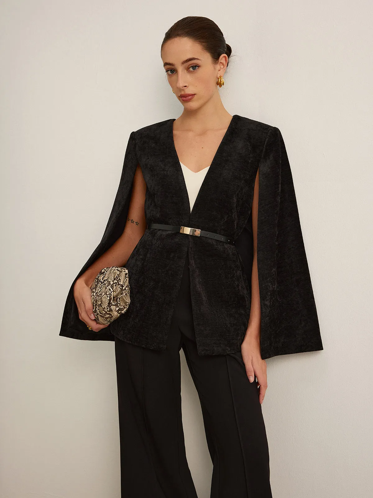 Velvet Belted Cloak sold by COMMENSE product image thumbnail 4