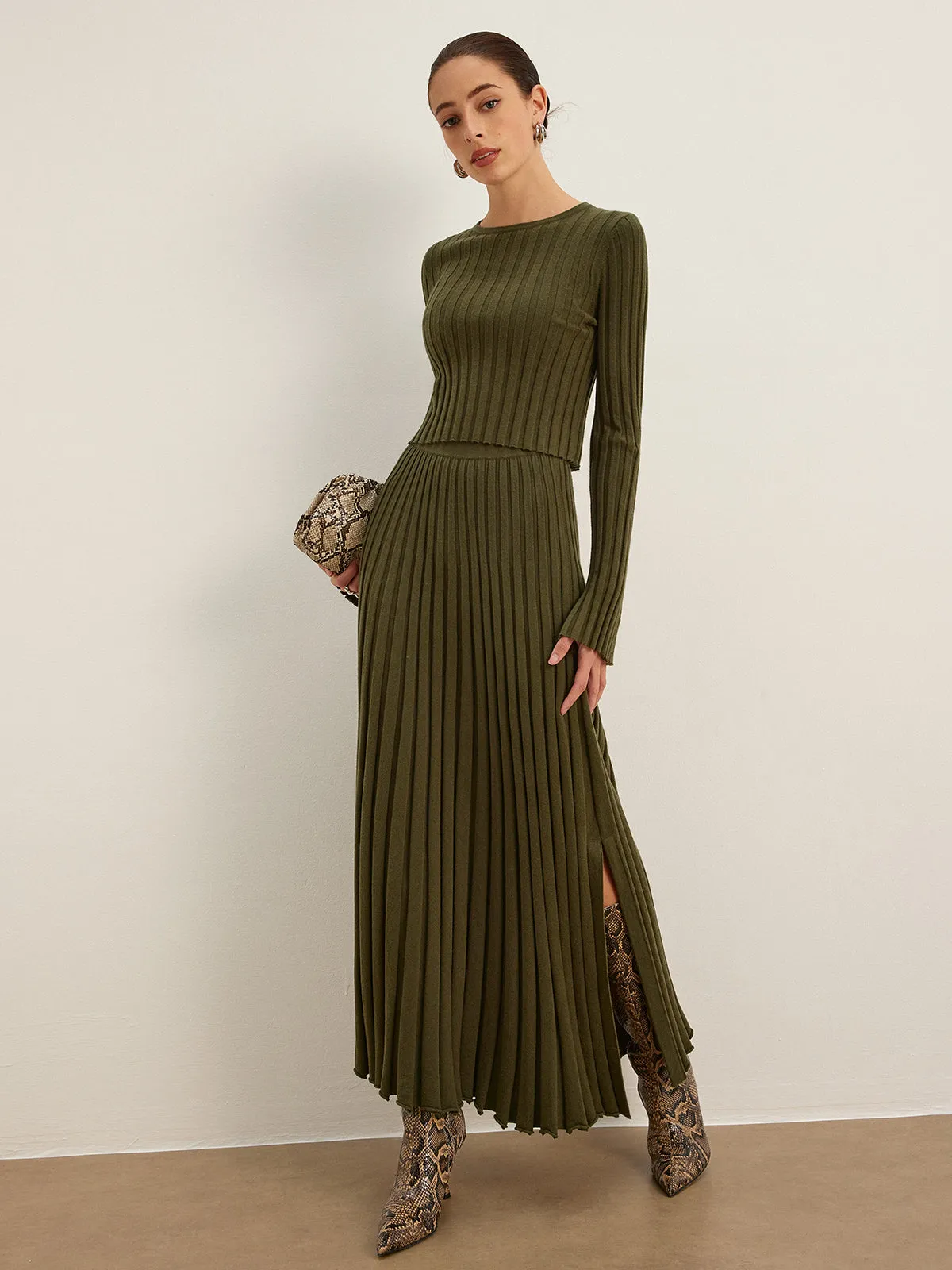 Lettuce Trim Ribbed Crop Sweater sold by COMMENSE
