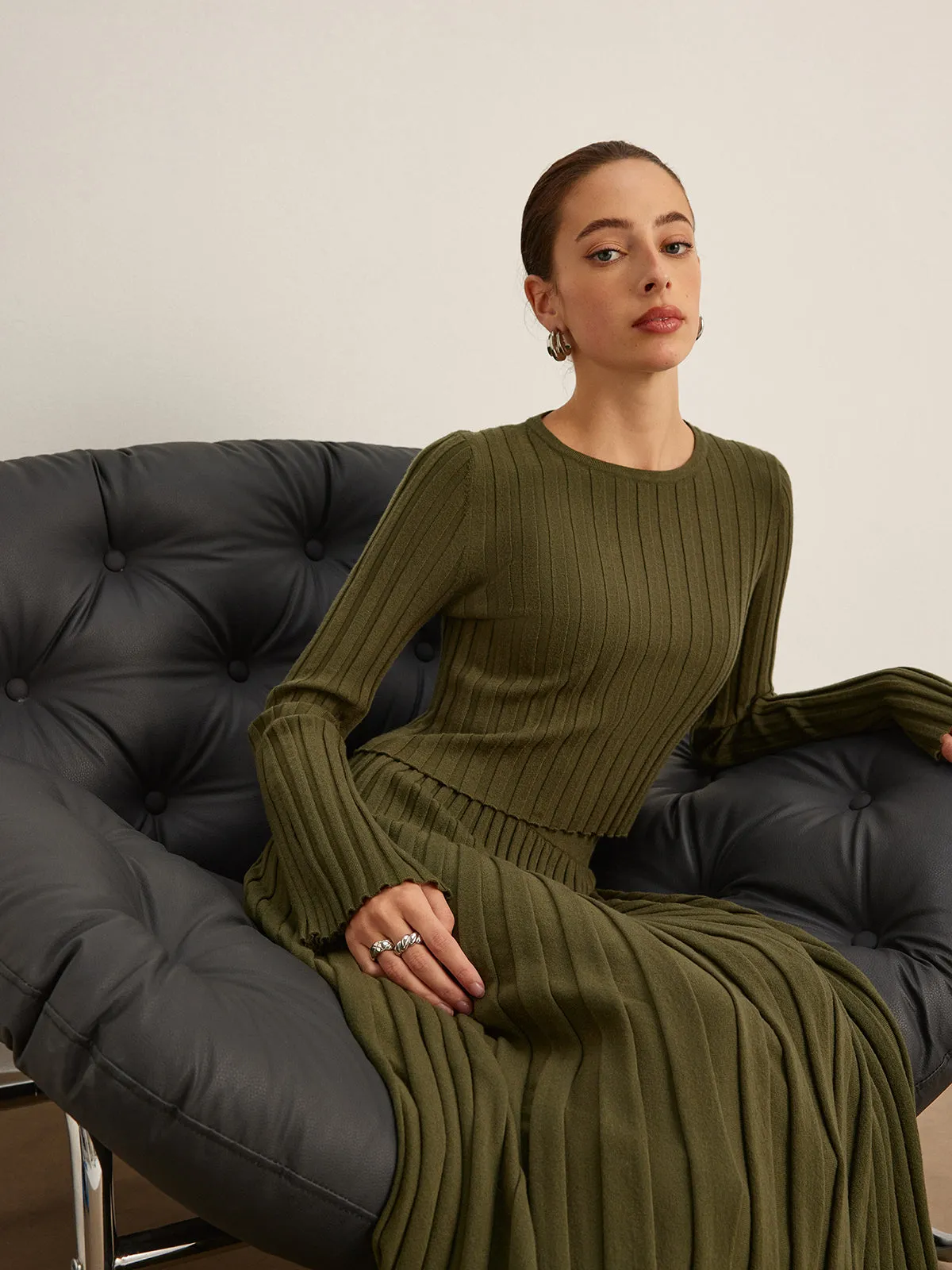 Lettuce Trim Ribbed Crop Sweater sold by COMMENSE product image thumbnail 2
