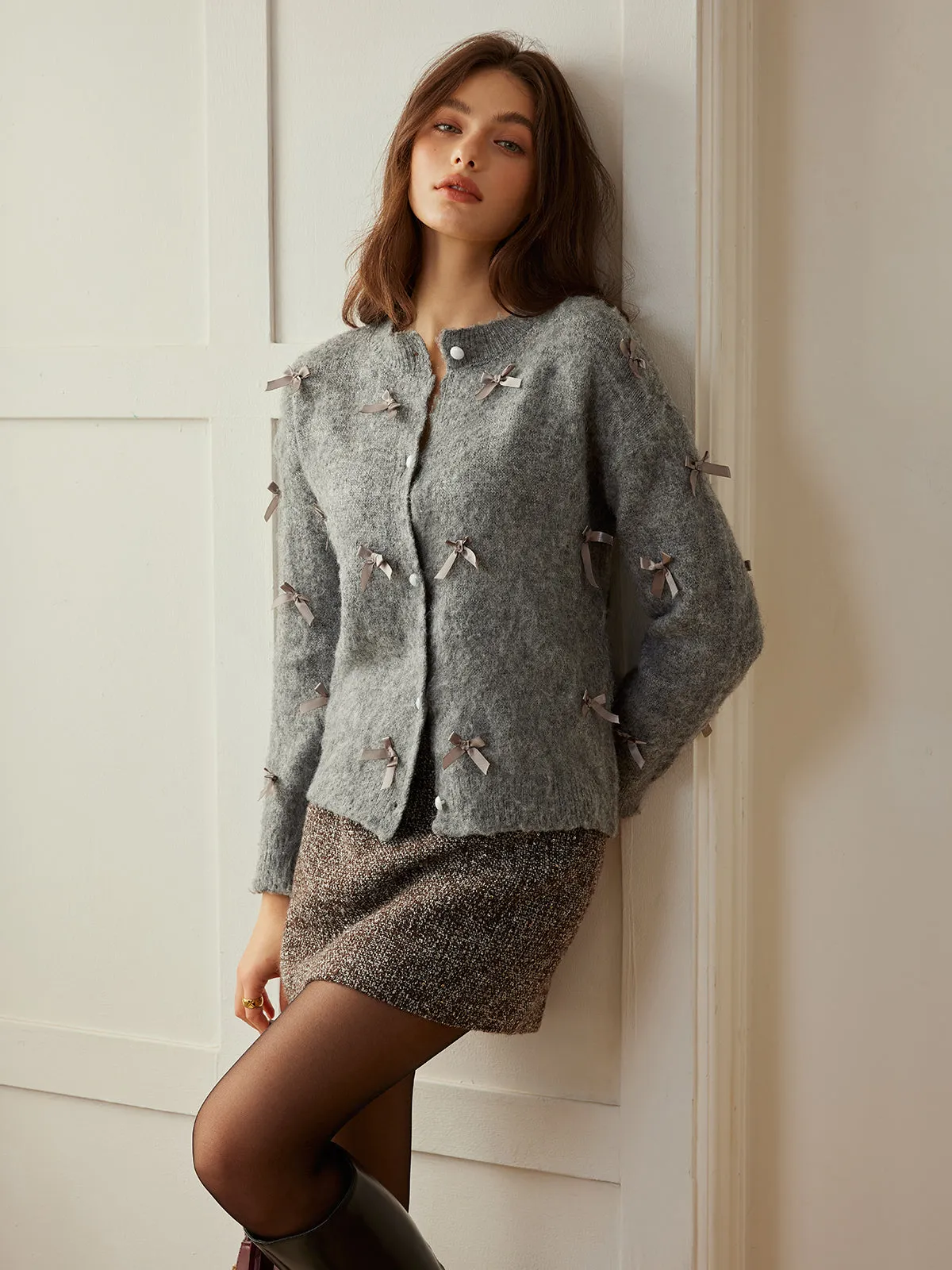 Button Down Bow-Decor Cardigan sold by COMMENSE product image thumbnail 5