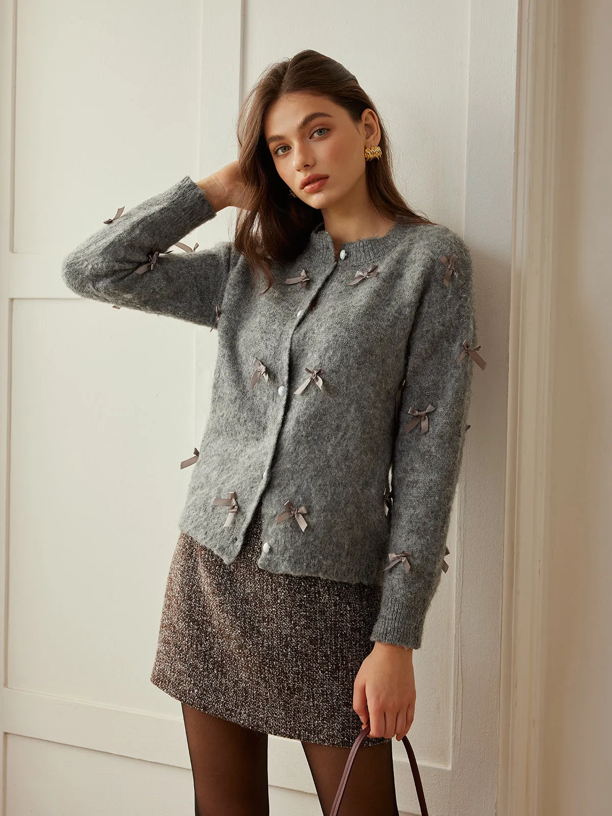 Button Down Bow-Decor Cardigan sold by COMMENSE product image thumbnail 2