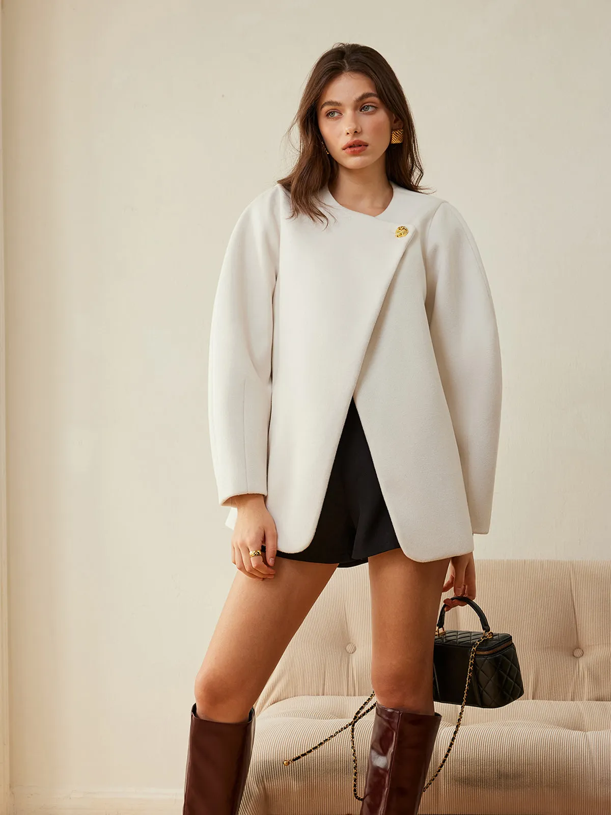 Metal-Button Wrap Warm Coat sold by COMMENSE product image thumbnail 4