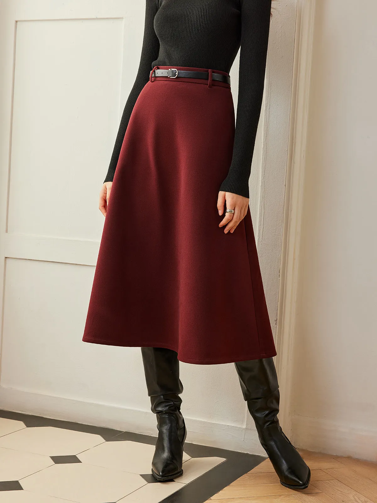 Umbrella Shape Belted Skirt sold by COMMENSE product image thumbnail 2