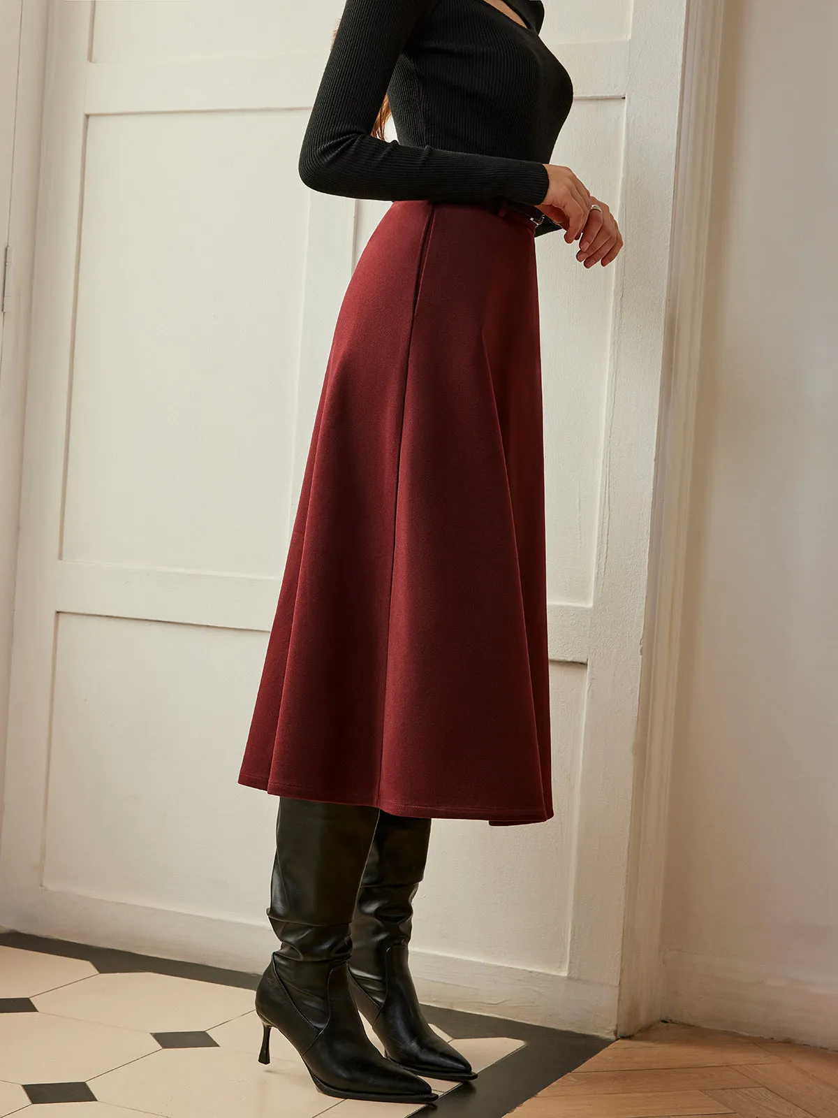 Umbrella Shape Belted Skirt sold by COMMENSE product image thumbnail 3