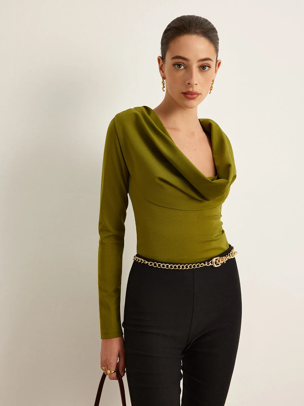 Cowl Neck Bodysuit sold by COMMENSE