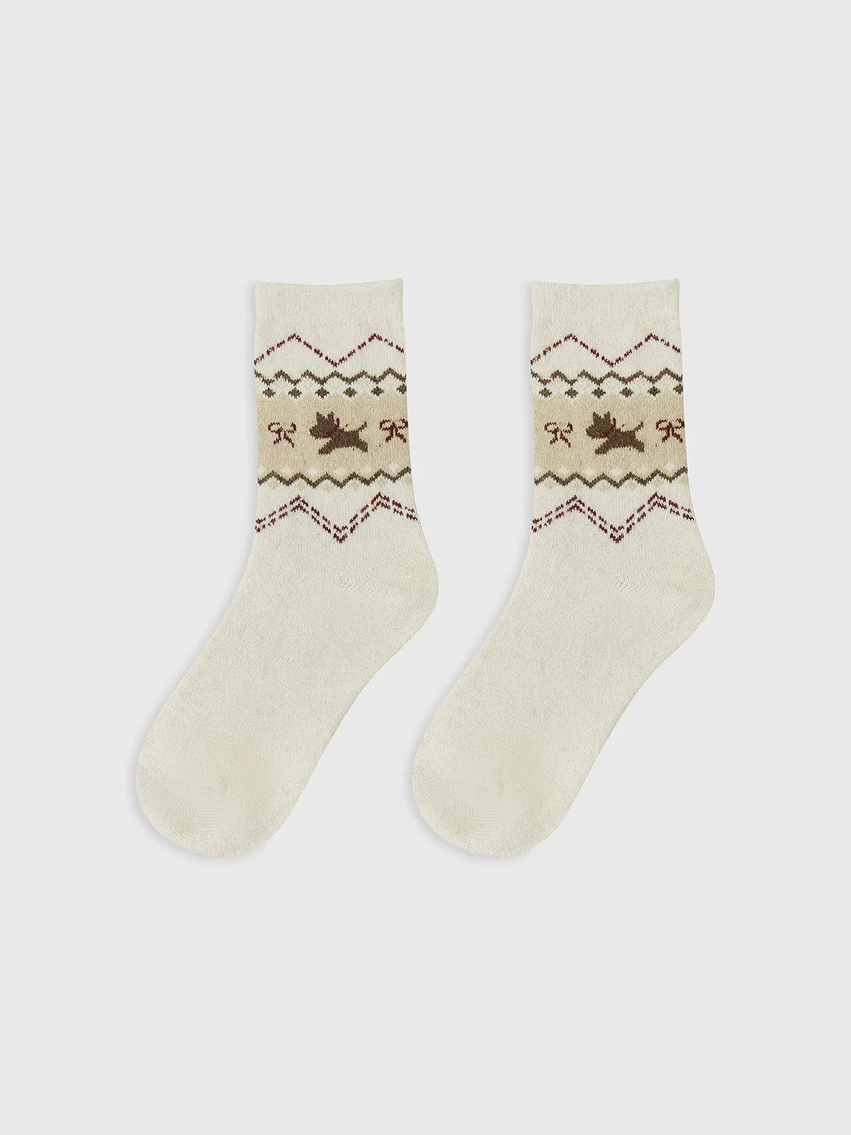 1pr Wool-Blend Puppy-Pattern Socks sold by COMMENSE product image thumbnail 2