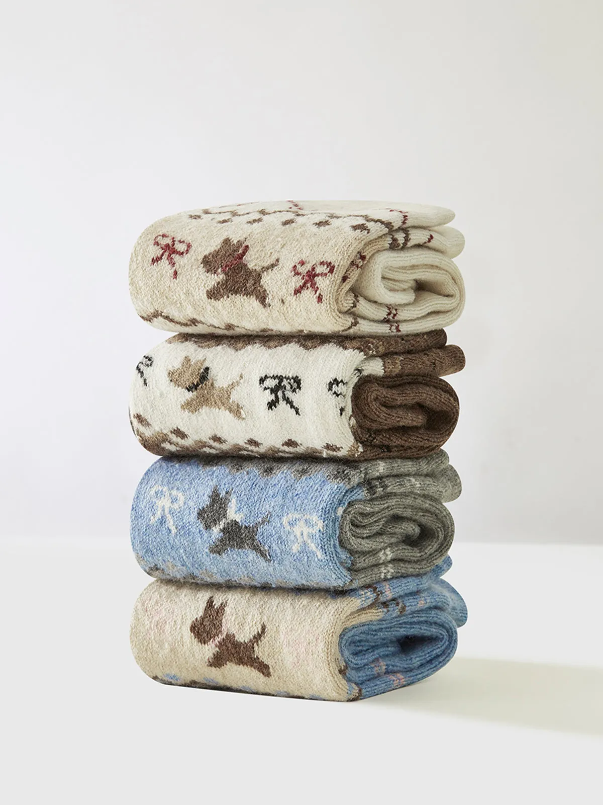 1pr Wool-Blend Puppy-Pattern Socks sold by COMMENSE