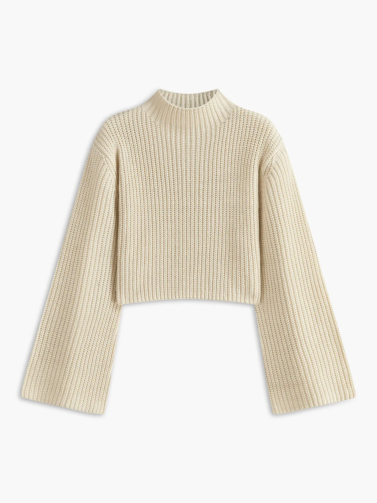 Wool-Blend Bell Sleeve Crop Shift Sweater sold by COMMENSE