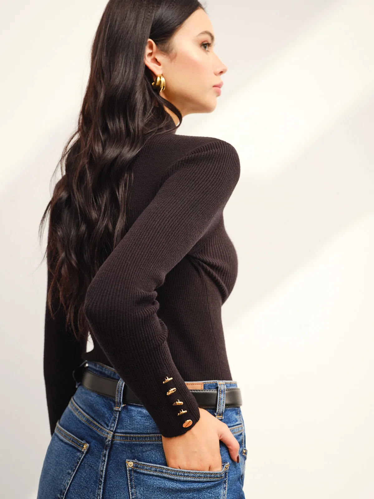 Versatile Mock Neck Skinny Sweater sold by COMMENSE product image thumbnail 4