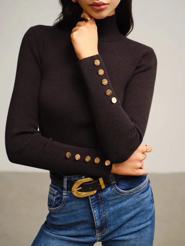 Versatile Mock Neck Skinny Sweater sold by COMMENSE