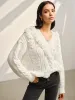 V-Neck Floral-Decor Shift Sweater sold by COMMENSE