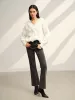 V-Neck Floral-Decor Shift Sweater sold by COMMENSE