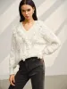 V-Neck Floral-Decor Shift Sweater sold by COMMENSE