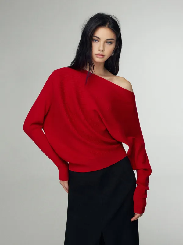 Wool-Blend Straight Neck Knit Top sold by COMMENSE