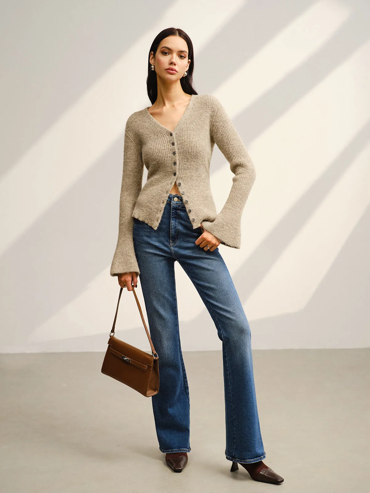 V-Neck Bell Sleeve Button Cardigan sold by COMMENSE product image thumbnail 3