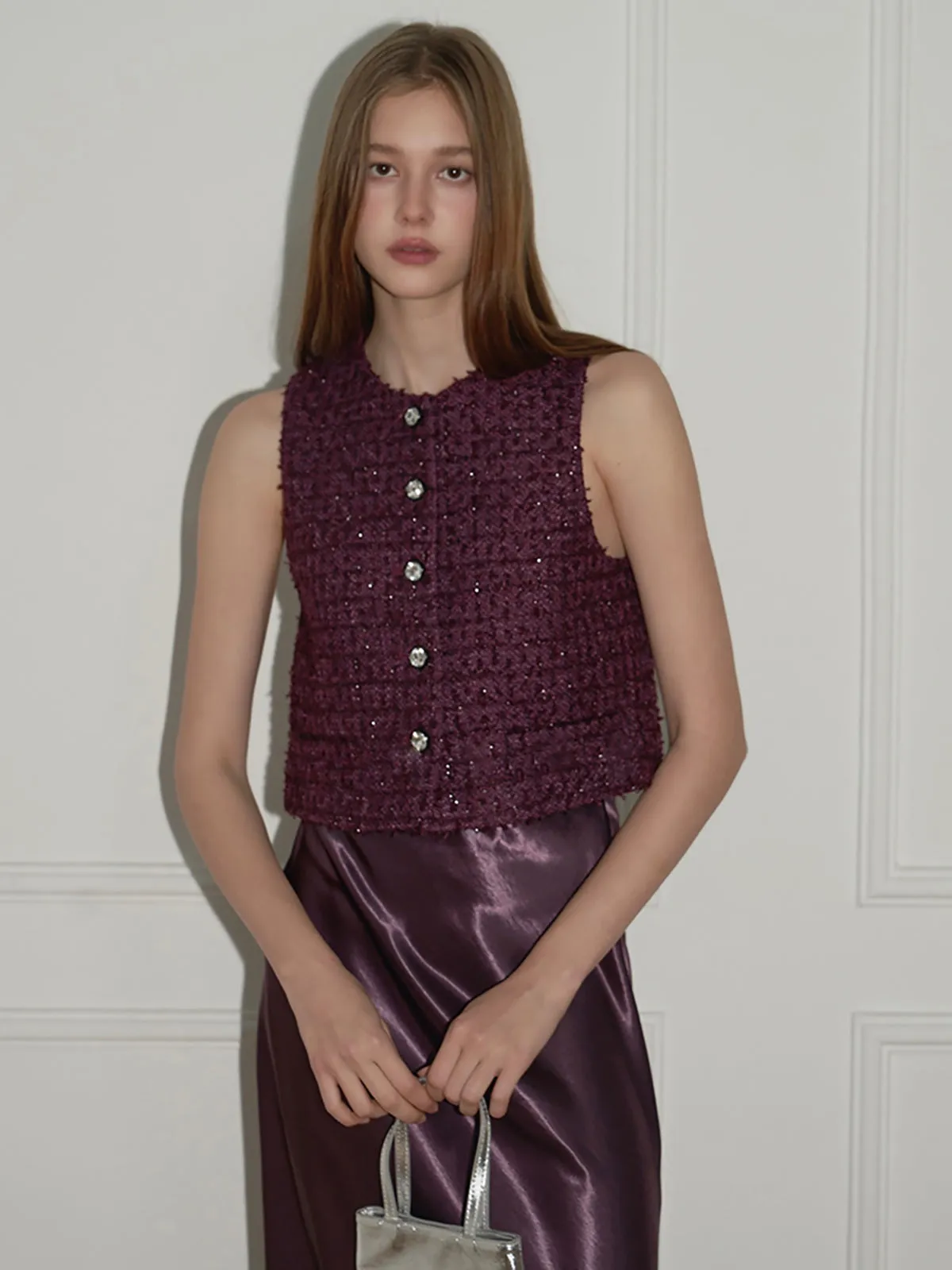 Tweed Button Short Vest sold by COMMENSE product image thumbnail 4