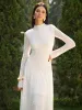 Mock Neck Lace Flowy Long Dress sold by COMMENSE