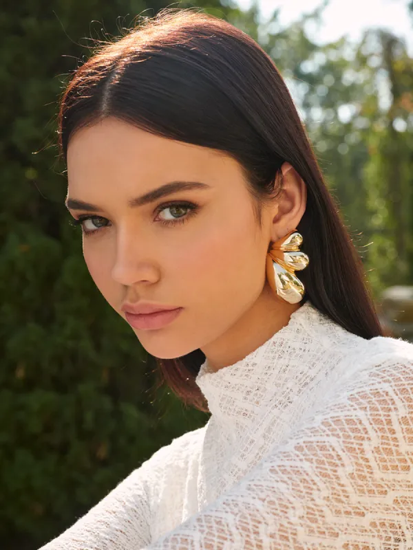 Butterfly Golden Wing Stud Earrings sold by COMMENSE