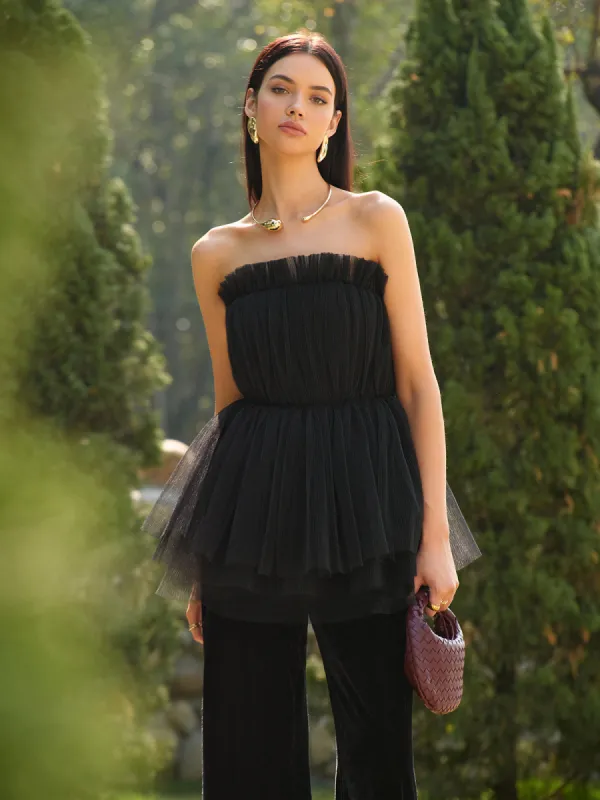 Bud Waist Mesh Tube Top sold by COMMENSE