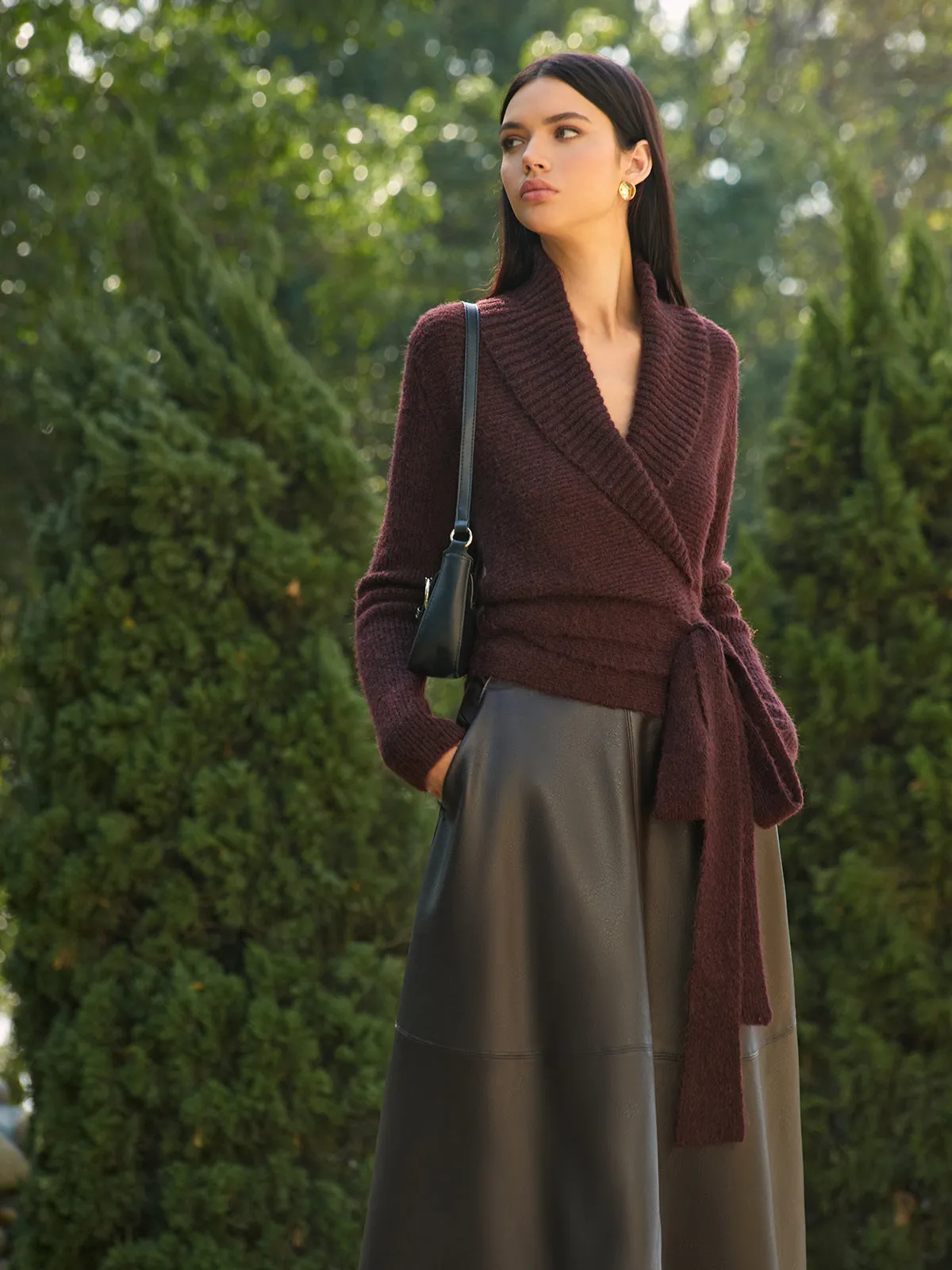 Wool-Blend Lace Up Knit Top sold by COMMENSE product image thumbnail 4