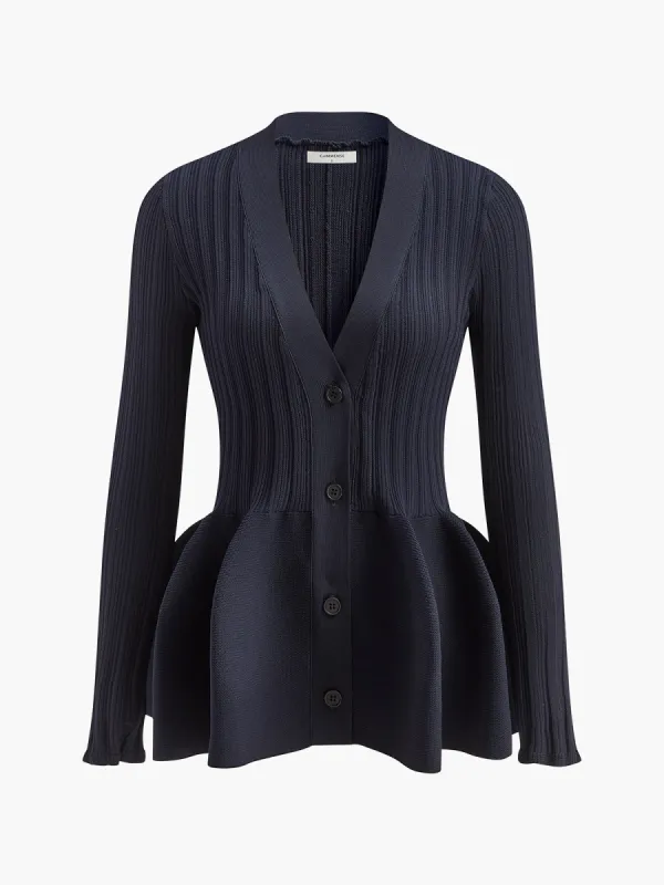 V-Neck Ruffle Button Cardigan sold by COMMENSE