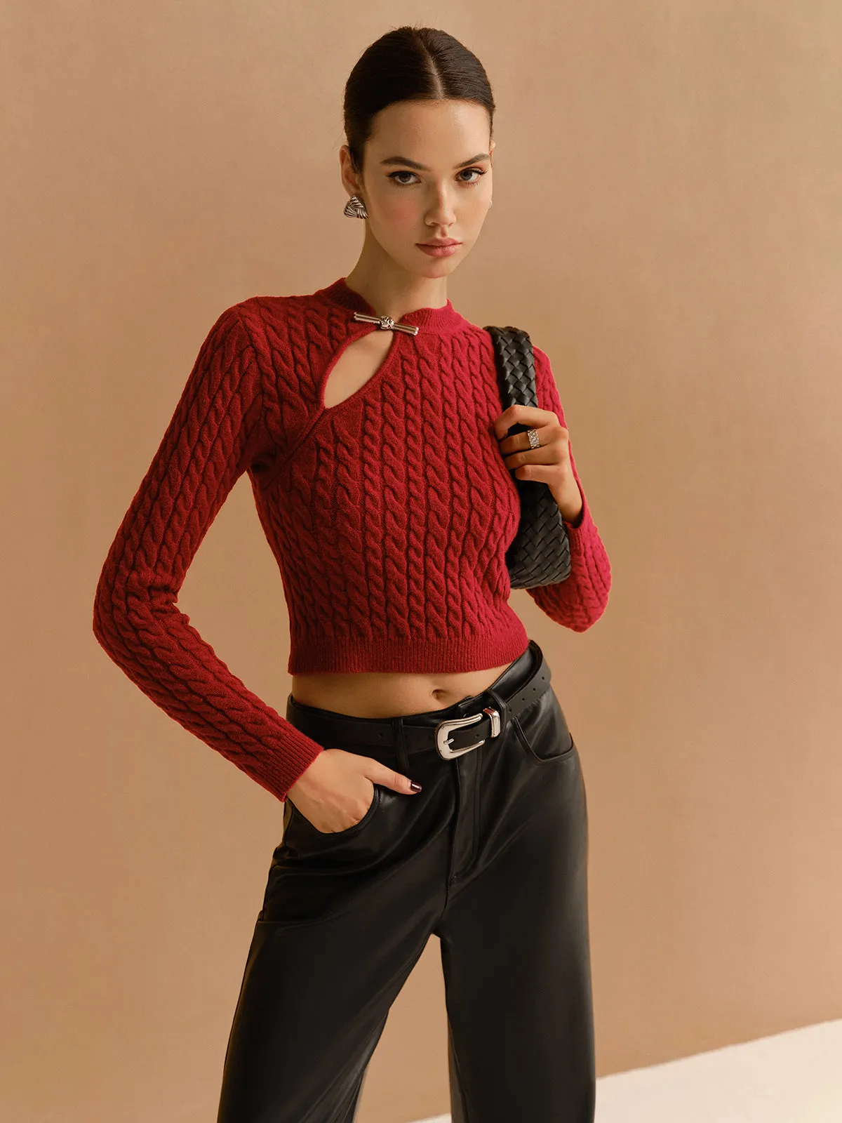 Cutout Twist Crop Sweater sold by COMMENSE product image thumbnail 2