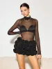 Mock Neck Sheer Mesh T-Shirt sold by COMMENSE