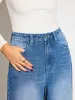 Mid-Waist Denim Jeans sold by COMMENSE