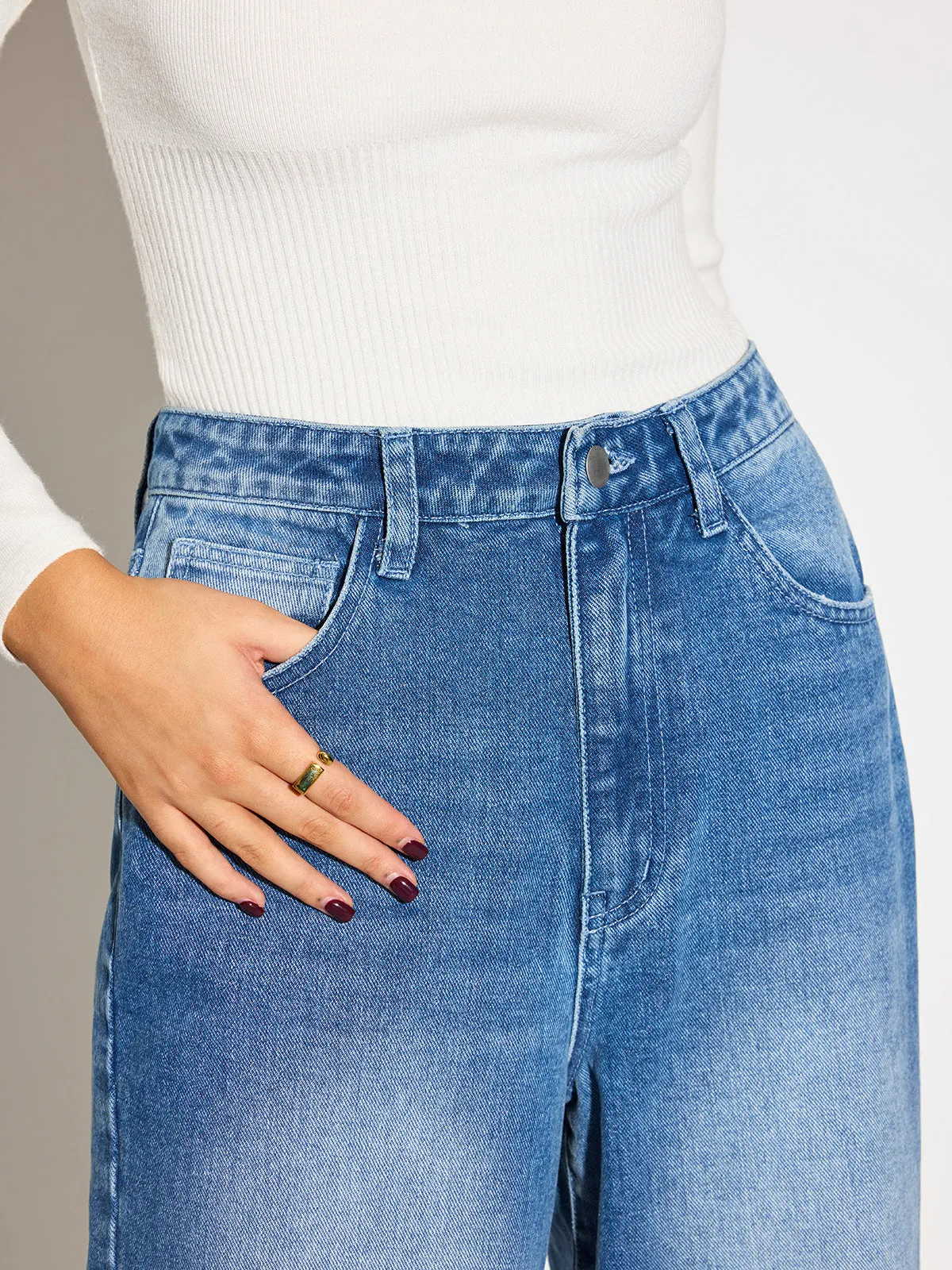Mid-Waist Denim Jeans sold by COMMENSE product image thumbnail 3