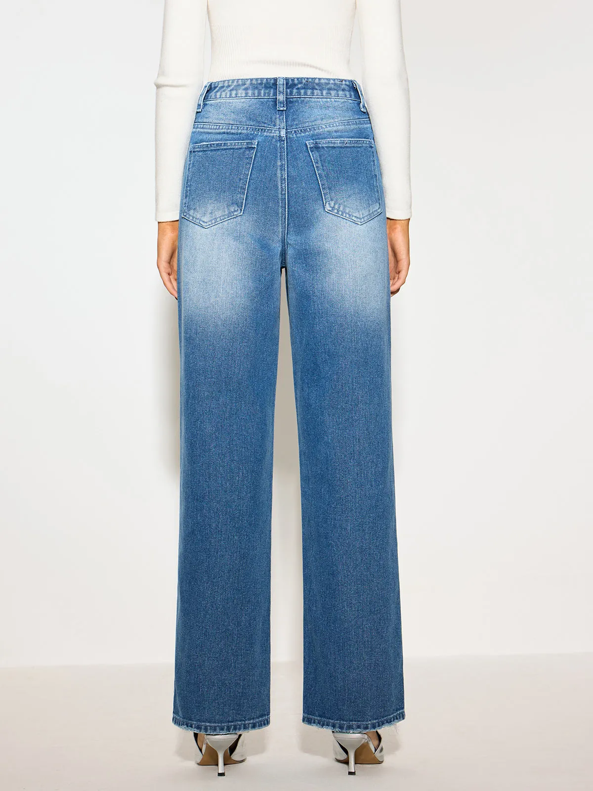 Mid-Waist Denim Jeans sold by COMMENSE product image thumbnail 2