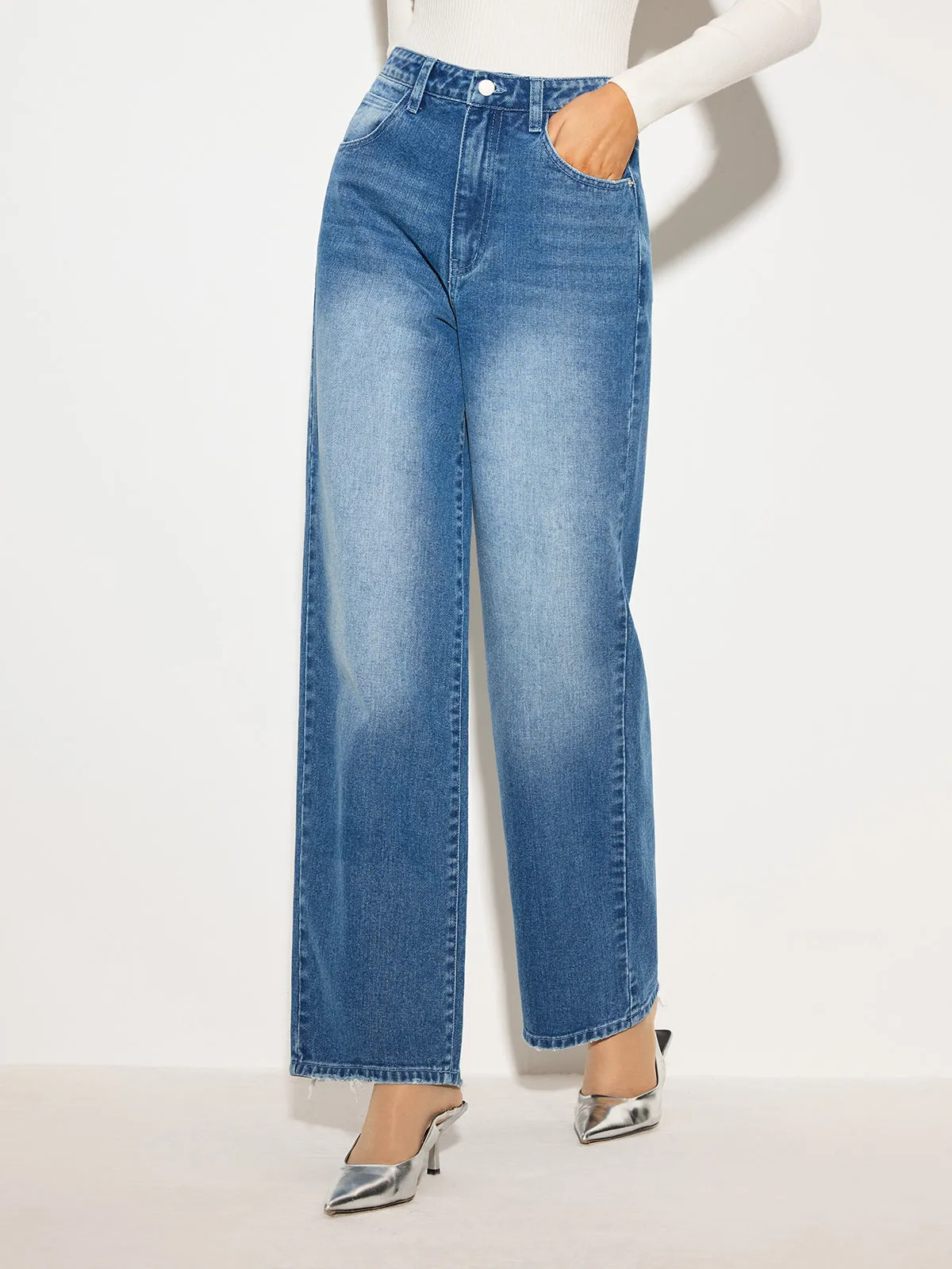 Mid-Waist Denim Jeans sold by COMMENSE product image thumbnail 5