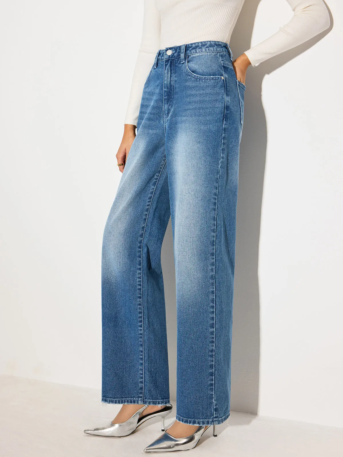 Mid-Waist Denim Jeans sold by COMMENSE product image thumbnail 4