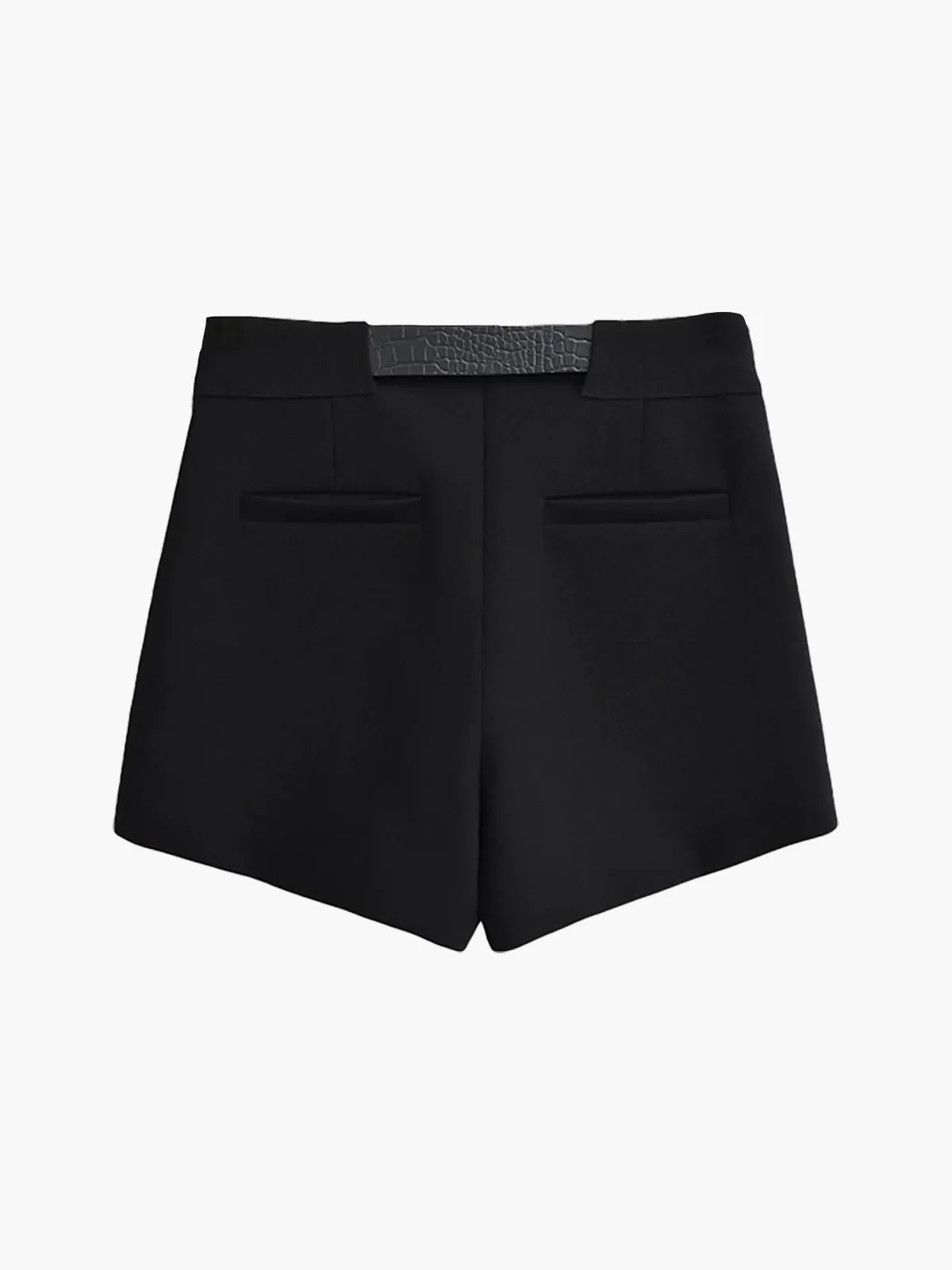 Hig-Waist Zipper Jersey Shorts With Belt sold by COMMENSE product image thumbnail 2