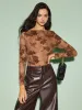 Straight Neck Velvet Floral T-Shirt sold by COMMENSE