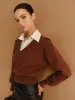 2 in 1 Lapel Cinched Sweater sold by COMMENSE