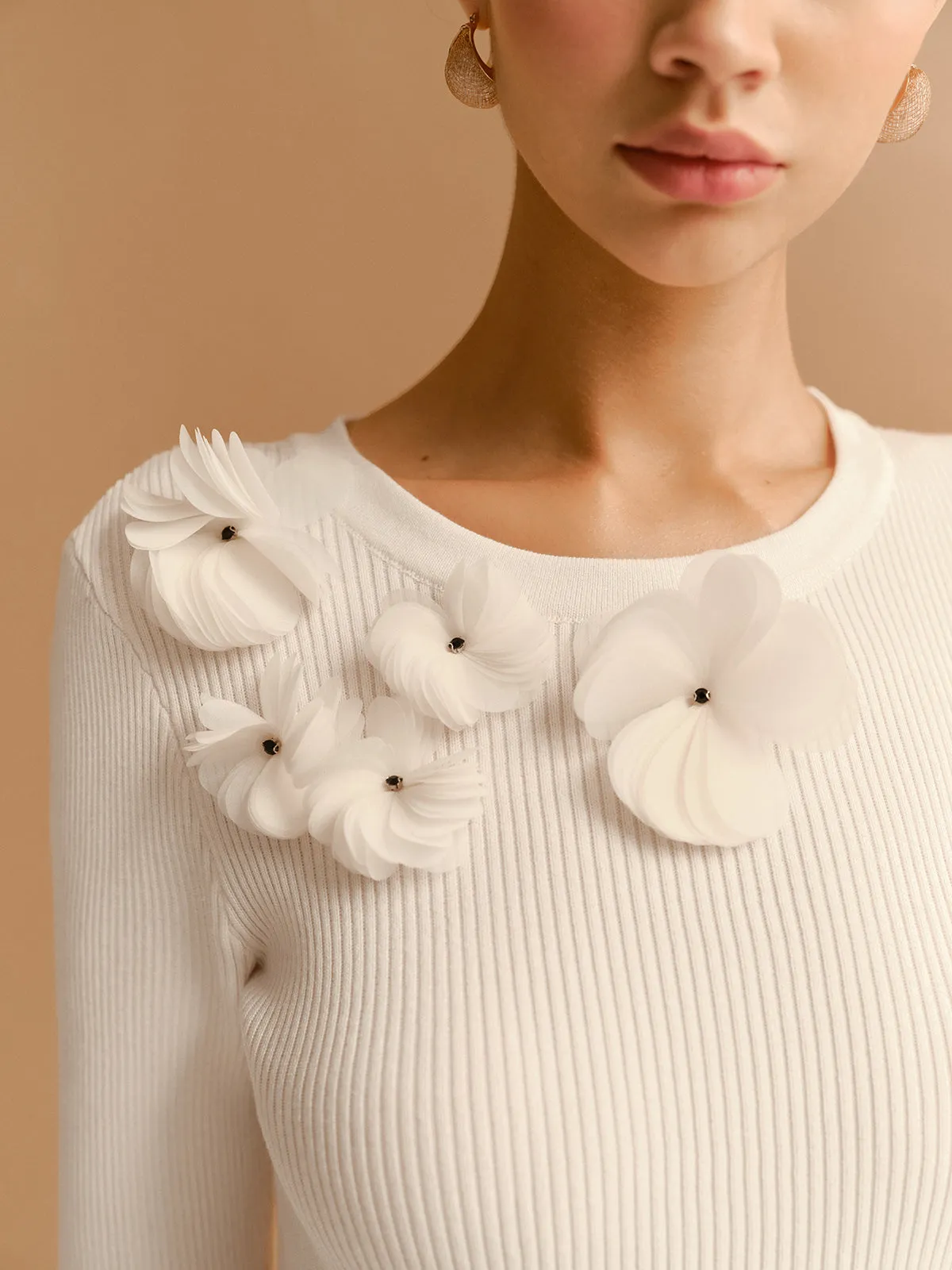 Bell Sleeve Floral Knit Top sold by COMMENSE product image thumbnail 4