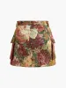 Mid-Waist Pockets Floral Skirt sold by COMMENSE