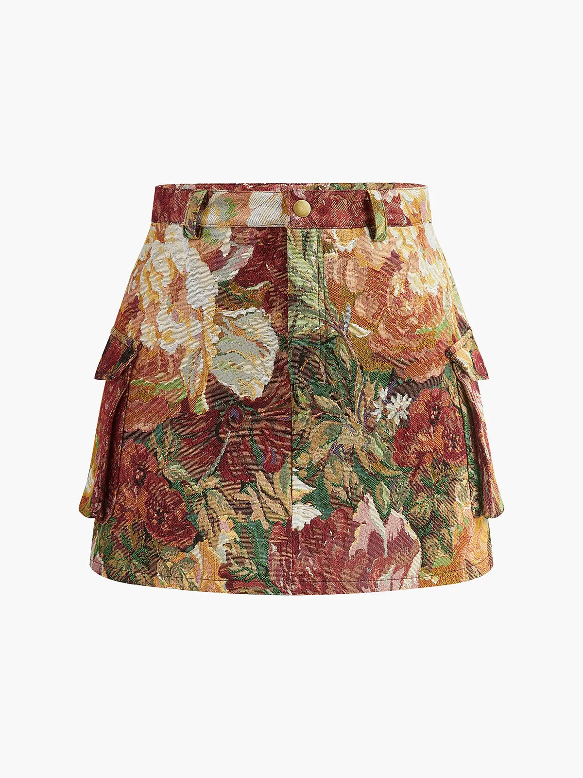 Mid-Waist Pockets Floral Skirt sold by COMMENSE