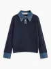 2 in 1 Panel Lapel Sweater sold by COMMENSE