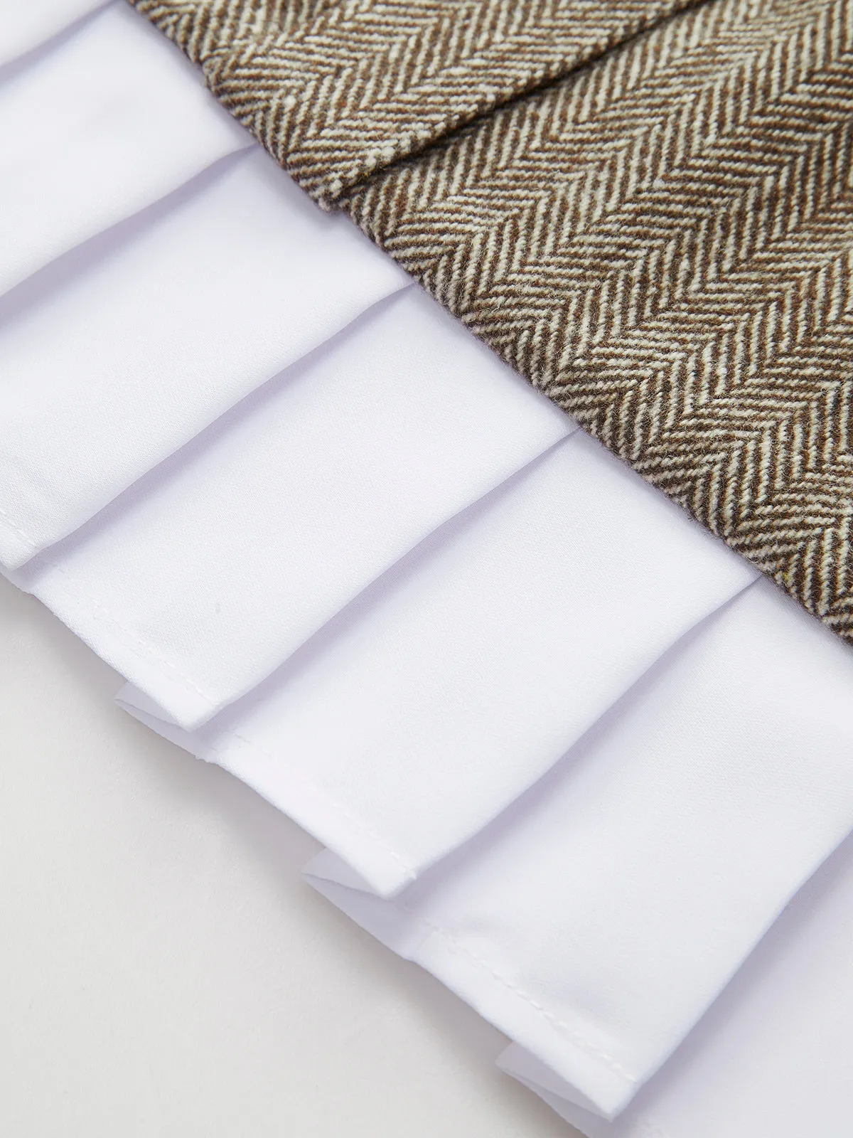 High-Waist Chevron Pleated Zipper Panel Skirt sold by COMMENSE product image thumbnail 4