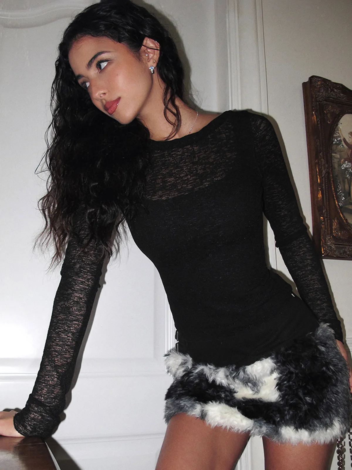 Backless Sheer Skinny T-Shirt sold by COMMENSE product image thumbnail 2