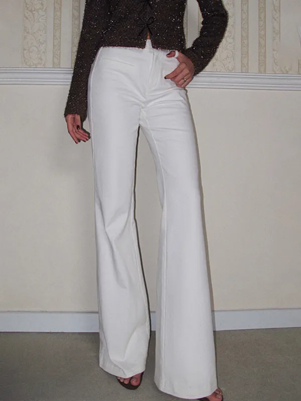 Cotton High-Waist Bootcut Pants sold by COMMENSE