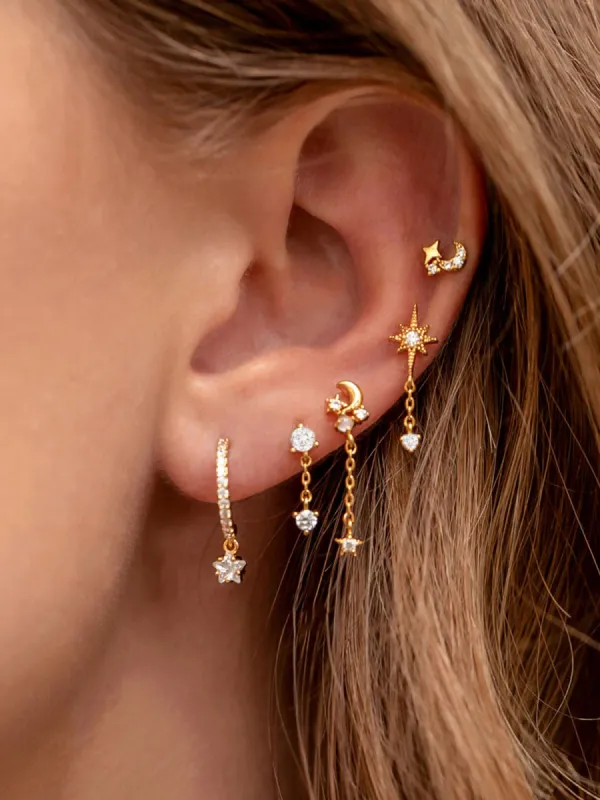 Stars and Moon Earrings-5 Pieces sold by COMMENSE