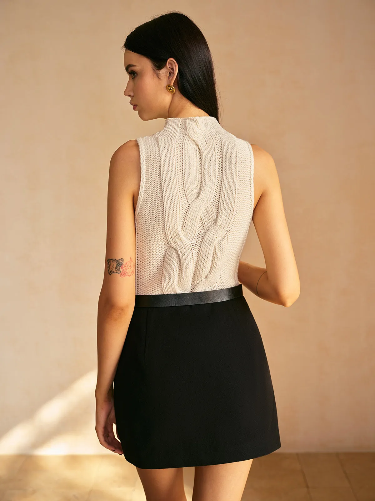 Mock Neck Lettuce Trim Sweater Vest sold by COMMENSE product image thumbnail 3