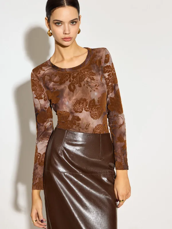 Tye Dye Printed Slim Mesh Top sold by COMMENSE