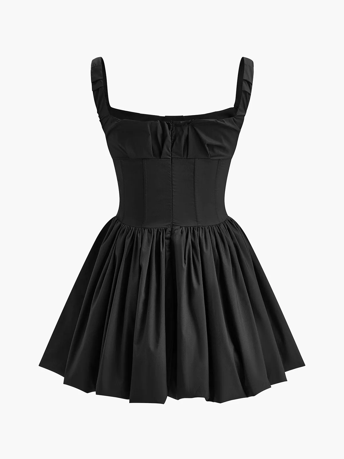 Pleated Zipper Strappy Short Dress sold by COMMENSE product image thumbnail 2
